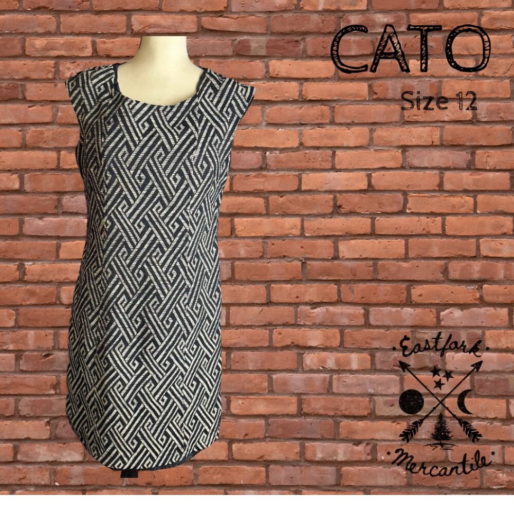 CATO Women's Navy Pattern Style Lined Dress, 12
